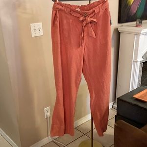 NWT Melanie Utility Wide Leg Wide Leg Linen Pant - XL peach